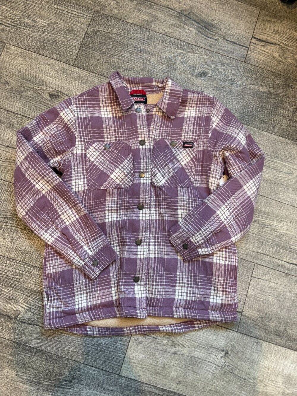 NWT Dickies Small Purple Womens Fleece Plaid Flannel Jacket - Picture 2 of 6